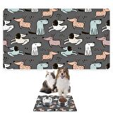 Monnhein Mama ve Su Evcil Hayvan Beslenme Matı, Kolay Temizlenen Emici Su Geçirmez Kumaş, Küçük Orta Boy ve Büyük Kedi ve Köpekler için Dayanıklı Köpek Kedi Paspas (40x60, Gri Renkli Köpekler)