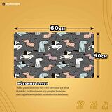 Monnhein Mama ve Su Evcil Hayvan Beslenme Matı, Kolay Temizlenen Emici Su Geçirmez Kumaş, Küçük Orta Boy ve Büyük Kedi ve Köpekler için Dayanıklı Köpek Kedi Paspas (40x60, Gri Renkli Köpekler)