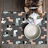 Monnhein Mama ve Su Evcil Hayvan Beslenme Matı, Kolay Temizlenen Emici Su Geçirmez Kumaş, Küçük Orta Boy ve Büyük Kedi ve Köpekler için Dayanıklı Köpek Kedi Paspas (40x60, Gri Renkli Köpekler)