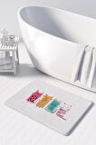 Sevimli Tasarımlı Mikrofiber Banyo Paspası, Kaymaz Taban, Makinede Yıkanabilir (50x80)