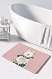 Sevimli Tasarımlı Yılbaşı Dekoru Banyo Paspası, Kaymaz Taban, Makinede Yıkanabilir, Yeni Yıl Paspası 50X80