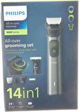 Philips Multigroom Series 9000, 14'ü bir arada sakal düzeltici ve saç kesme makinesi, OneBlade ile, 2 x orijinal bıçak, yüz, baş ve vücut için, 27 uzunluk ayarı (0,2 – 20 mm) (model MG9550/15)