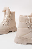 ASM-083 Bej Bağcıklı Su Geçirmez Kadın Kar Botu