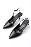 ST-1152 Siyah Günlük 7 cm Topuklu Kadın Ayakkabı