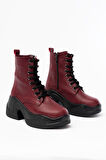 FZ-2550 Bordo Yüksek Tabanlı Bağcıklı Fermuarlı Günlük Kadın Bot