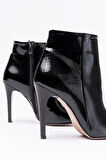 VRT-4802 Siyah Kroko Yüksek İnce Topuklu Fermuarlı Kadın Bot
