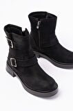 02-2014 Siyah Süet Toka Aksesuarlı Günlük Kadın Bot