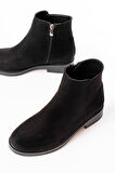 165-204 Siyah Süet Fermuarlı Günlük Kadın Bot