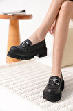 Terry Cilt Siyah Kadın Loafer