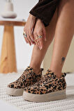 Alice Kadın Leopar Desenli Gizli Topuklu Sneaker