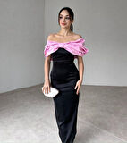 Pembe Önü Fiyonklu Elbise