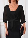 Kadın Truvakar Kol önden Bağlamalı Kısa şifon Bolero Ceket