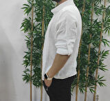 Erkek Uzun Kollu Hakim Yaka Düğmeli Erkek Müslim Gömlek