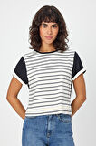 ALEXANDERGARDI ÇİZGİLİ LACİVERT CROP T-SHİRT (B21-326 00)