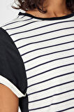 ALEXANDERGARDI ÇİZGİLİ LACİVERT CROP T-SHİRT (B21-326 00)