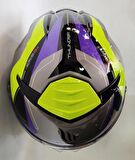 Mt Thunder 4SV Valiant B2 Güneş Vizörlü Kask Mor Parlak Gri Sarı XL