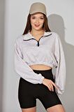 ALEXANDERGARDI FERMUARLI CROP SWEATSHİRT (B22-11000)