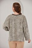 ALEXANDERGARDI BASİC LEOPAR DESENLİ POLAR SWEATSHİRT (B22-383A)