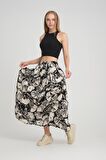 ALEXANDERGARDI DESENLİ CEPLİ BELİ LASTİKLİ PİLELİ UZUN ETEK (B24-00199)