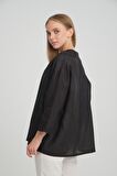 ALEXANDERGARDI V POLO YAKA İNCE KETEN OVERSİZE BLUZ (B24-002)