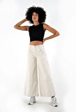 ALEXANDERGARDI BİSİKLET YAKA KOLSUZ FİTİLLİ CROP T-SHİRT (B24-00219)
