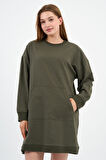 Kadın Kanguru Cepli Oversize Tunik (B24-00225)