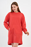 Kadın Kanguru Cepli Oversize Tunik (B24-00225)