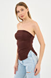 Alexandergardi Yırtmaçlı Straplez Bluz (B24-00226)