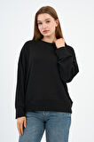 Kadın Bisiklet Yaka Çizgili Sweatshirt (B24-00248)