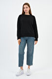 Kadın Bisiklet Yaka Çizgili Sweatshirt (B24-00248)