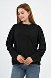 Kadın Bisiklet Yaka Çizgili Sweatshirt (B24-00248)