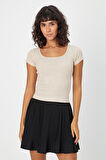 ALEXANDERGARDI U YAKA SLİM FİT CROP T-SHİRT (B24-0096)