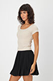 ALEXANDERGARDI U YAKA SLİM FİT CROP T-SHİRT (B24-0096)