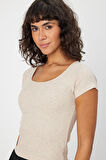 ALEXANDERGARDI U YAKA SLİM FİT CROP T-SHİRT (B24-0096)