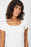ALEXANDERGARDI U YAKA SLİM FİT CROP T-SHİRT (B24-0096)