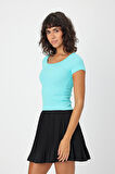 ALEXANDERGARDI U YAKA SLİM FİT CROP T-SHİRT (B24-0096)
