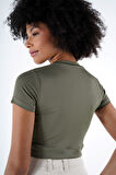 ALEXANDERGARDI BİSİKLET YAKA CROP T-SHİRT (B24-326A)