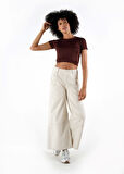 ALEXANDERGARDI BİSİKLET YAKA CROP T-SHİRT (B24-326A)