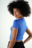 ALEXANDERGARDI BİSİKLET YAKA CROP T-SHİRT (B24-326A)