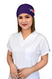 Unisex Mor Kalp Ritim Nakışlı Cerrahi Bone Hemşire Doktor Saç Bone