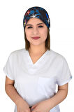 Lacivert Çiçekler Desenli Cerrahi Bone B53
