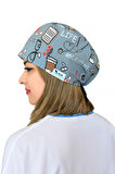 Nurse Life Desenli Cerrahi Bone B60