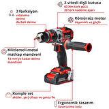Einhell TP-CD 18 Li-i BL (2x2,0Ah) Akülü Darbeli Matkap-Vidalama