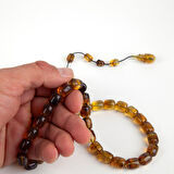 Dominik Kırmızı-Mavi Kaya Fosil Amber Kapsül Kesim 9.5x11mm Tesbih