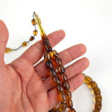 Dominik Kırmızı-Mavi Kaya Fosil Amber Kapsül Kesim 9.5x11mm Tesbih