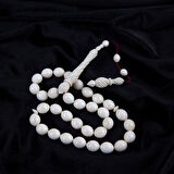 Fildişi Kalem İşçilikli İmame /Hitame Beyzi Kesim 10.5x13mm Tesbih (51gr)