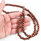 Meram Kavak 99luk Küre Kesim 7.5mm Namaz Tesbihi-Kahverengi