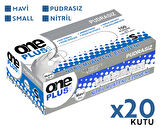 One Plus Nitril Muayene Eldiveni 100'lü S Küçük Boy Mavi 20 Kutu