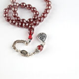 Ateş Kehribar 925Ayar Gümüş Çakım ve Püskül Bilek Boy Beyzi Kesim 7x8.5mm Tesbih