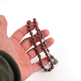 Ateş Kehribar 925Ayar Gümüş Çakım ve Püskül Bilek Boy Beyzi Kesim 7x8.5mm Tesbih